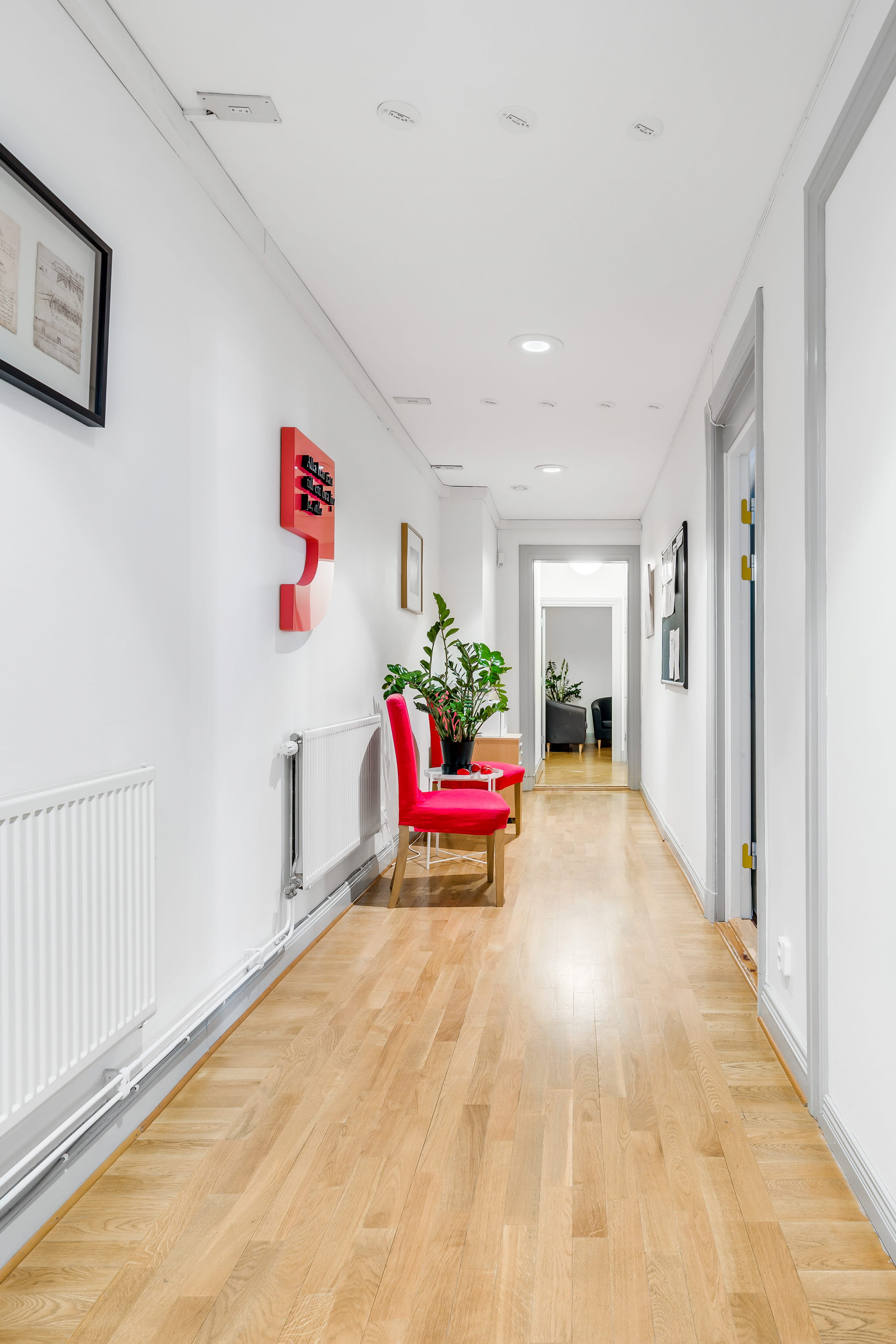 A room with a wood floor