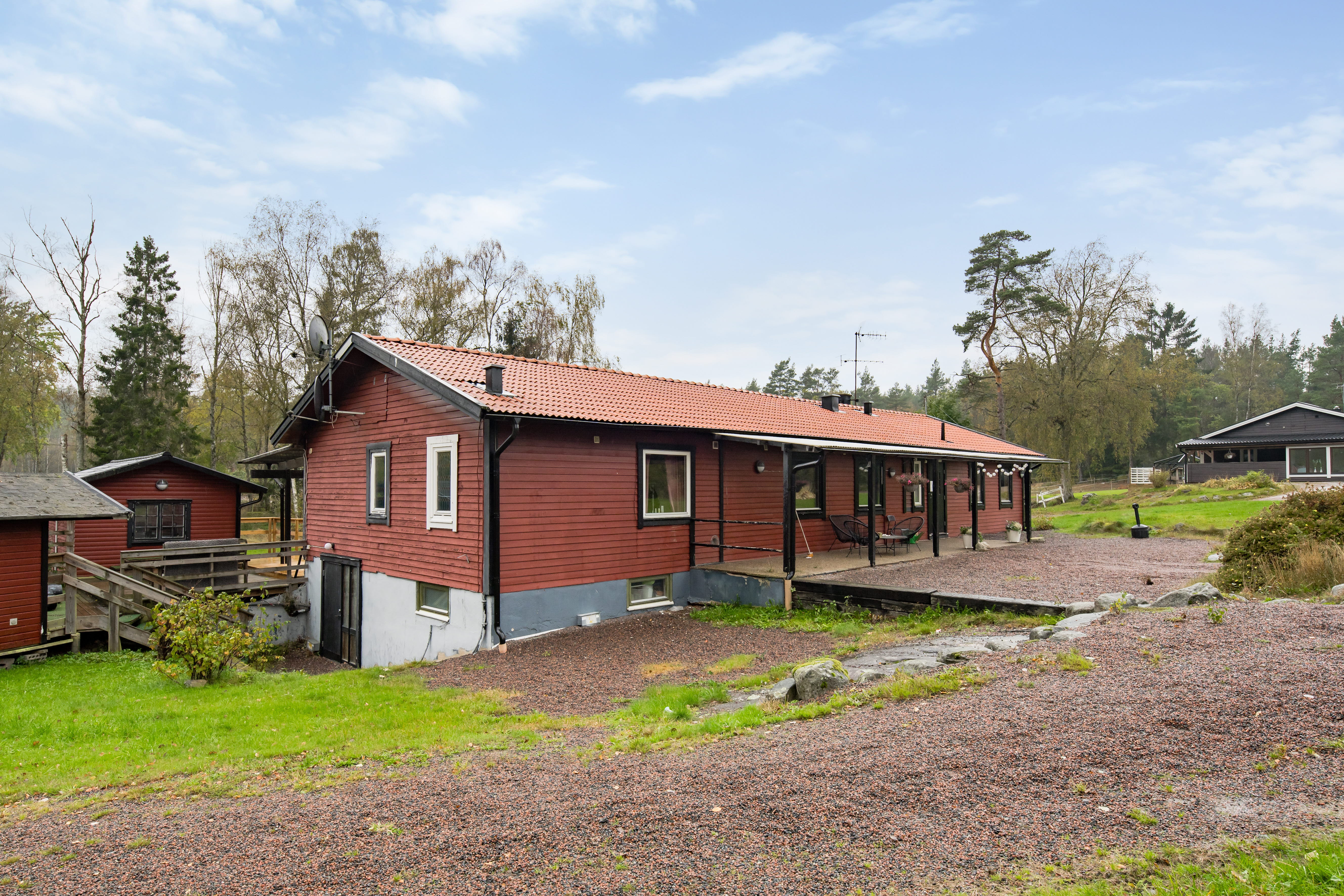 A house with a grass field