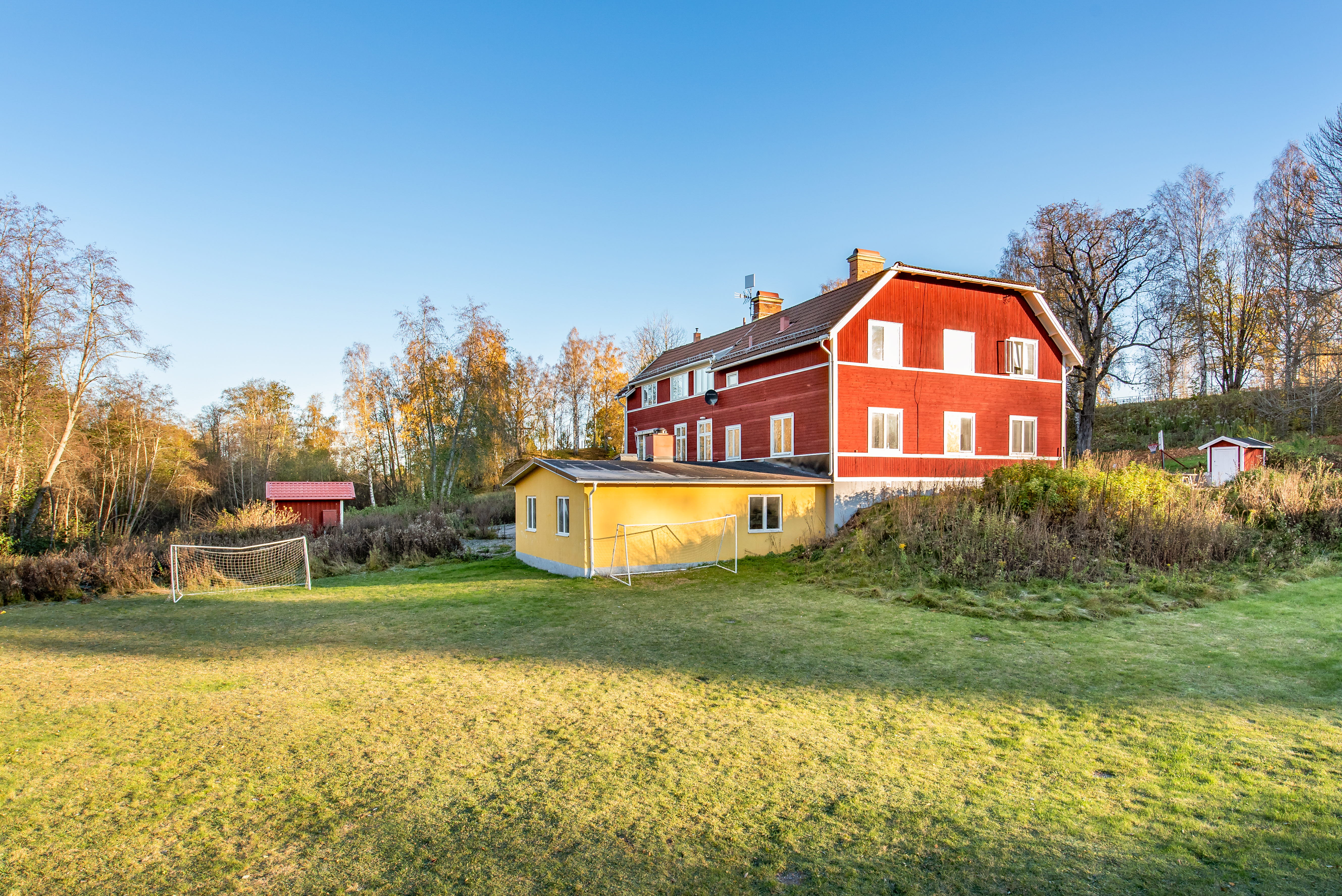 A house with a grass field