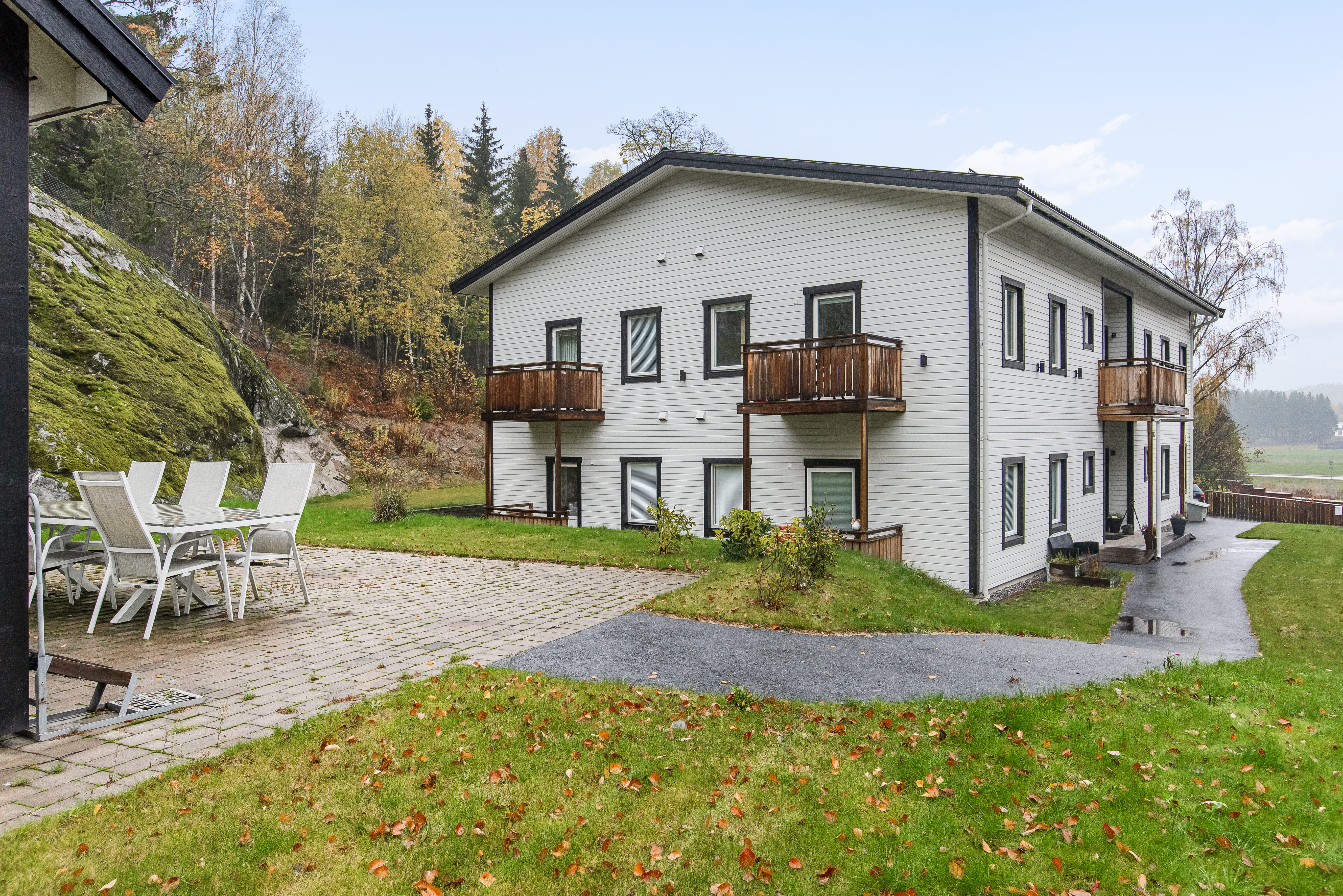 A large lawn in front of a house