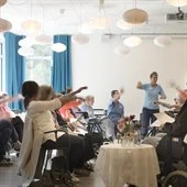 The elderly train gym together