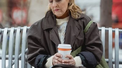 A woman sitting on a bench