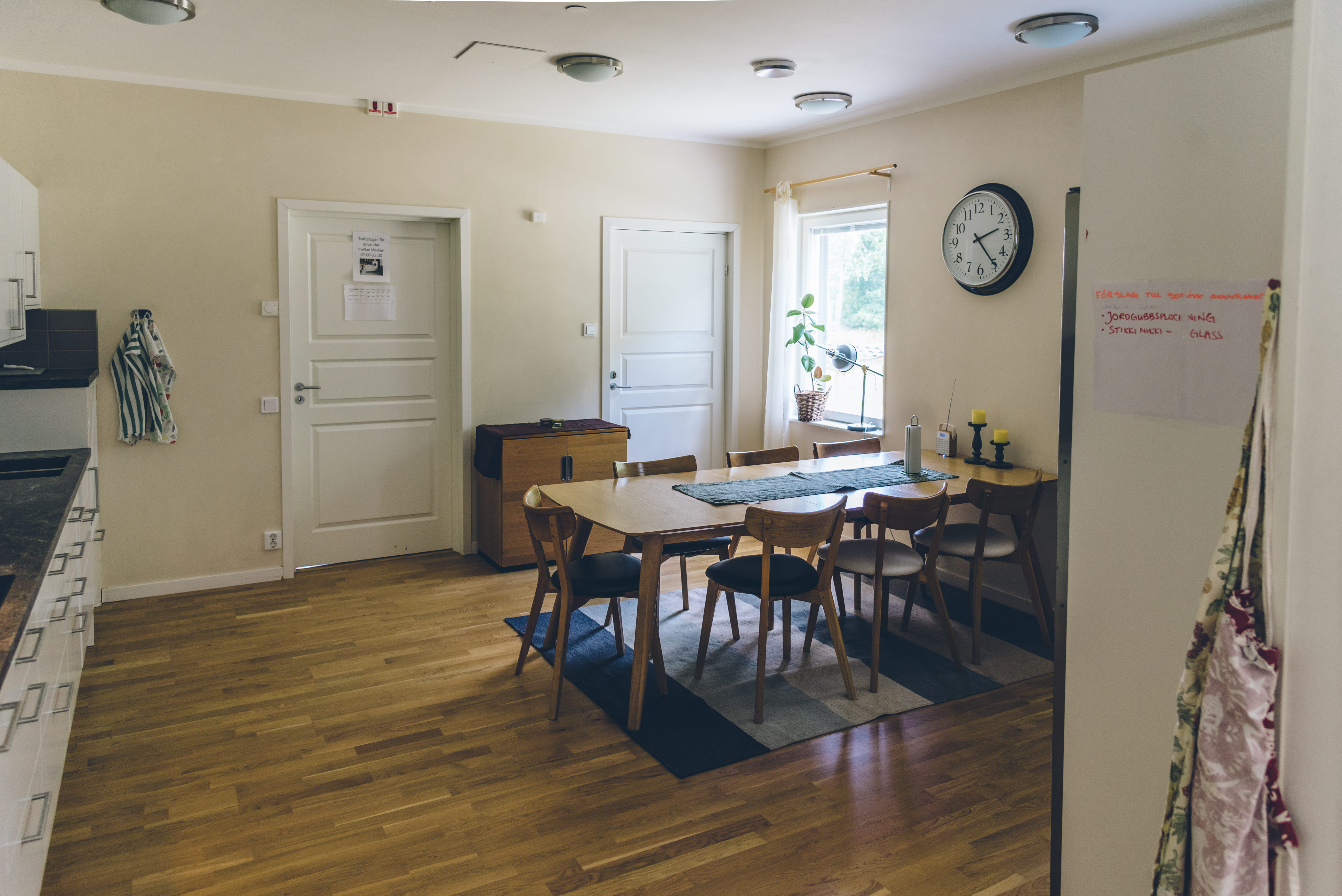 A room with a wood floor