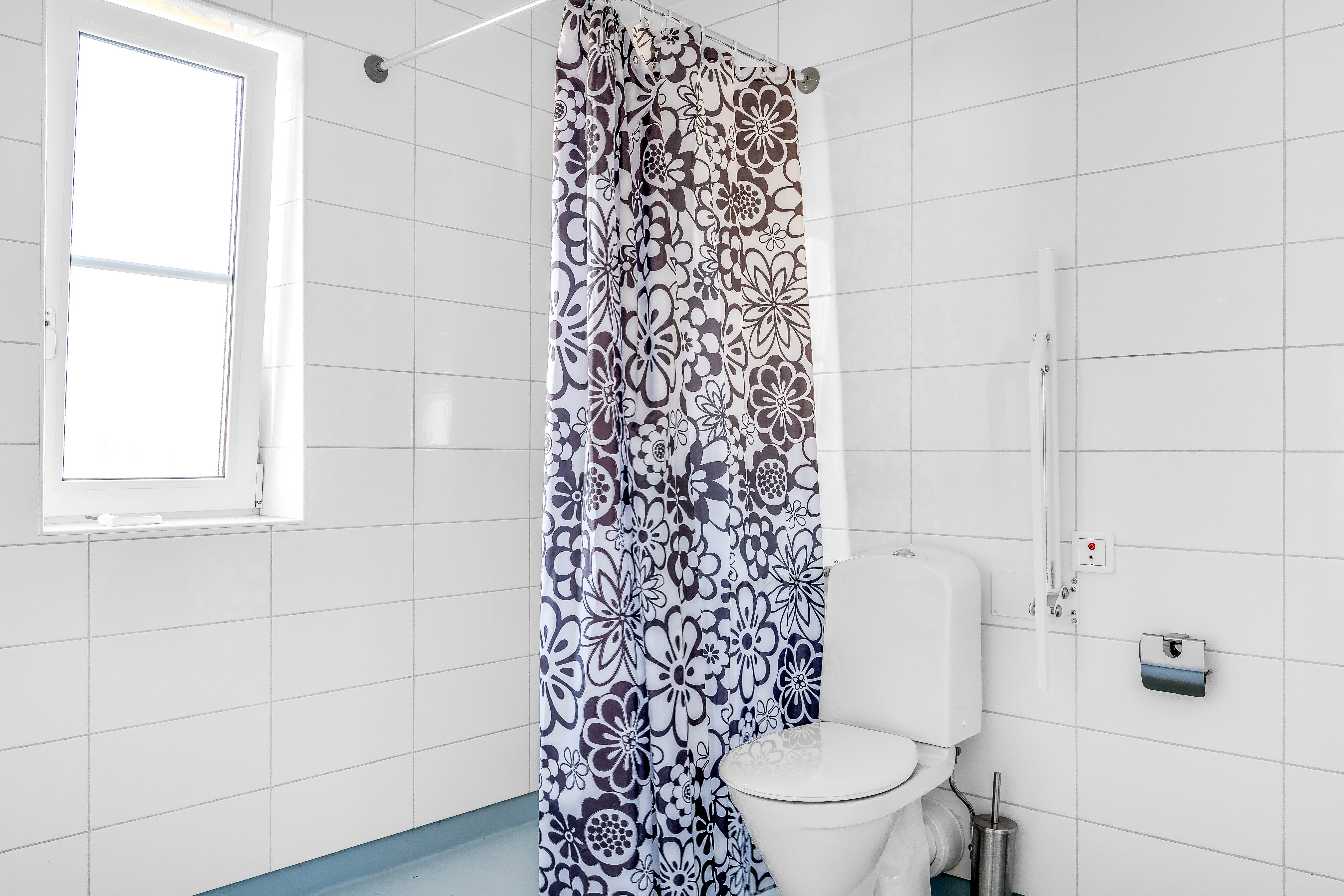 A tiled shower