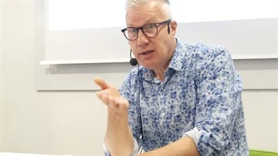 A man using a laptop computer