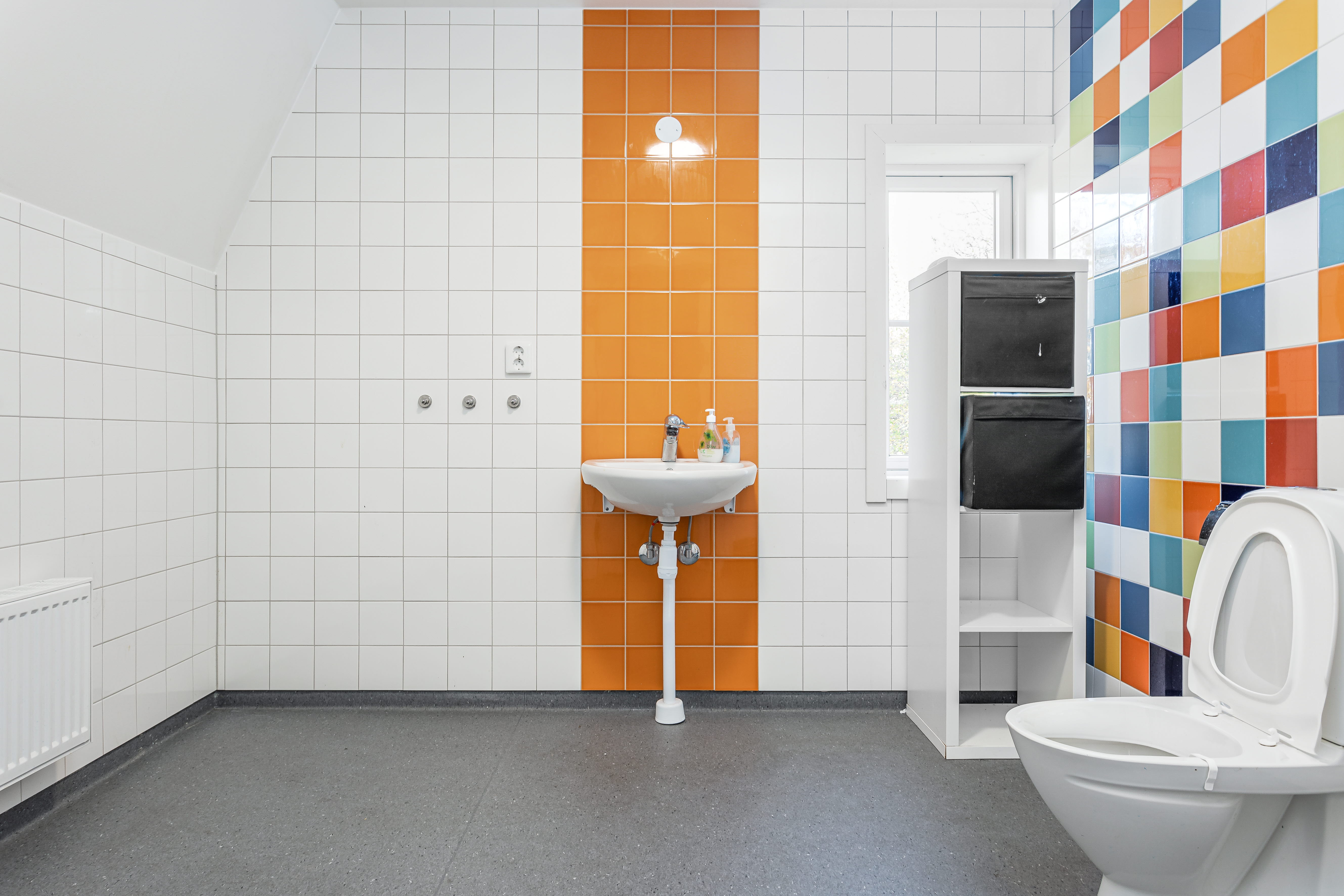 A tiled shower