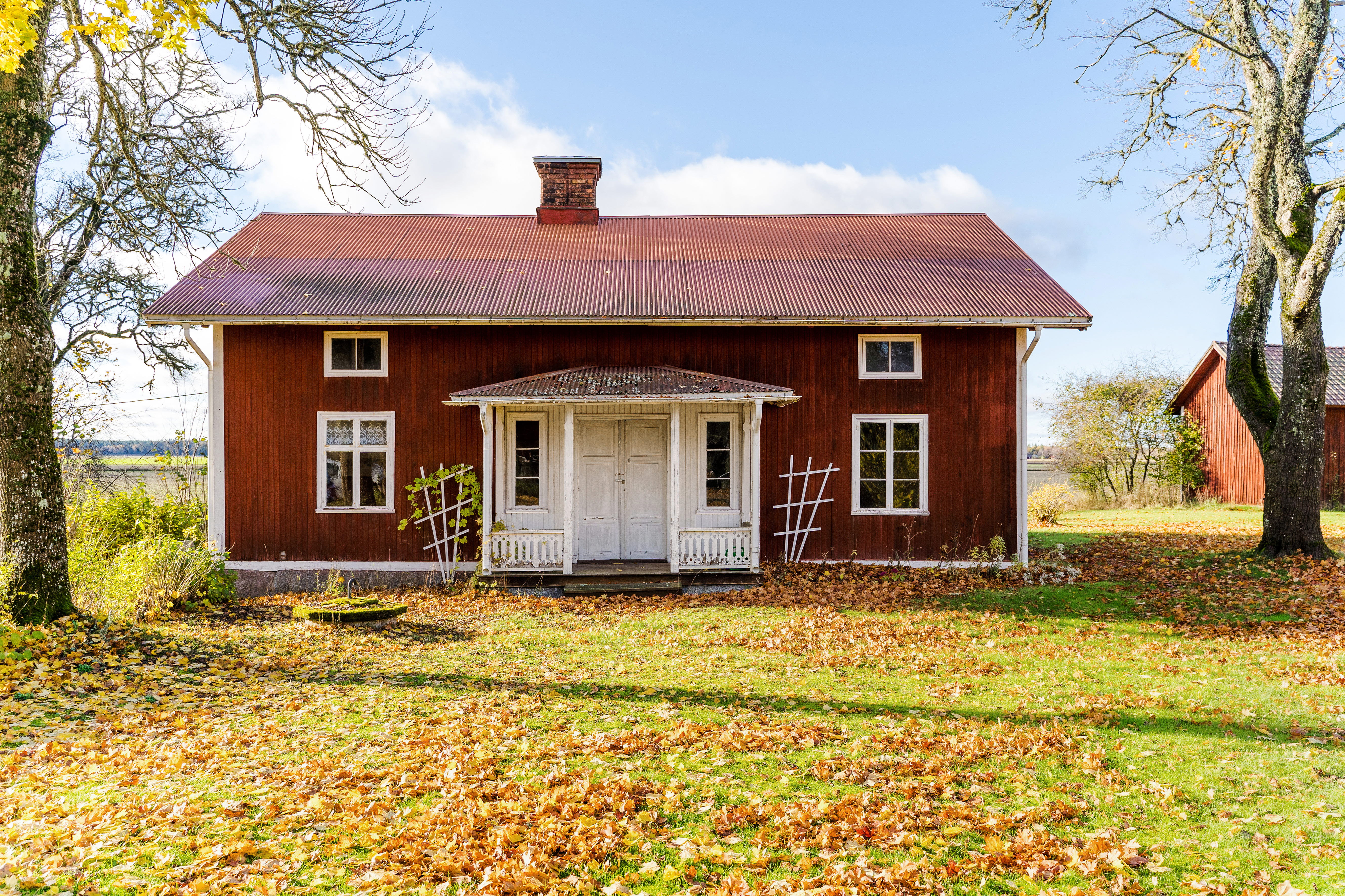 A house with trees in the background