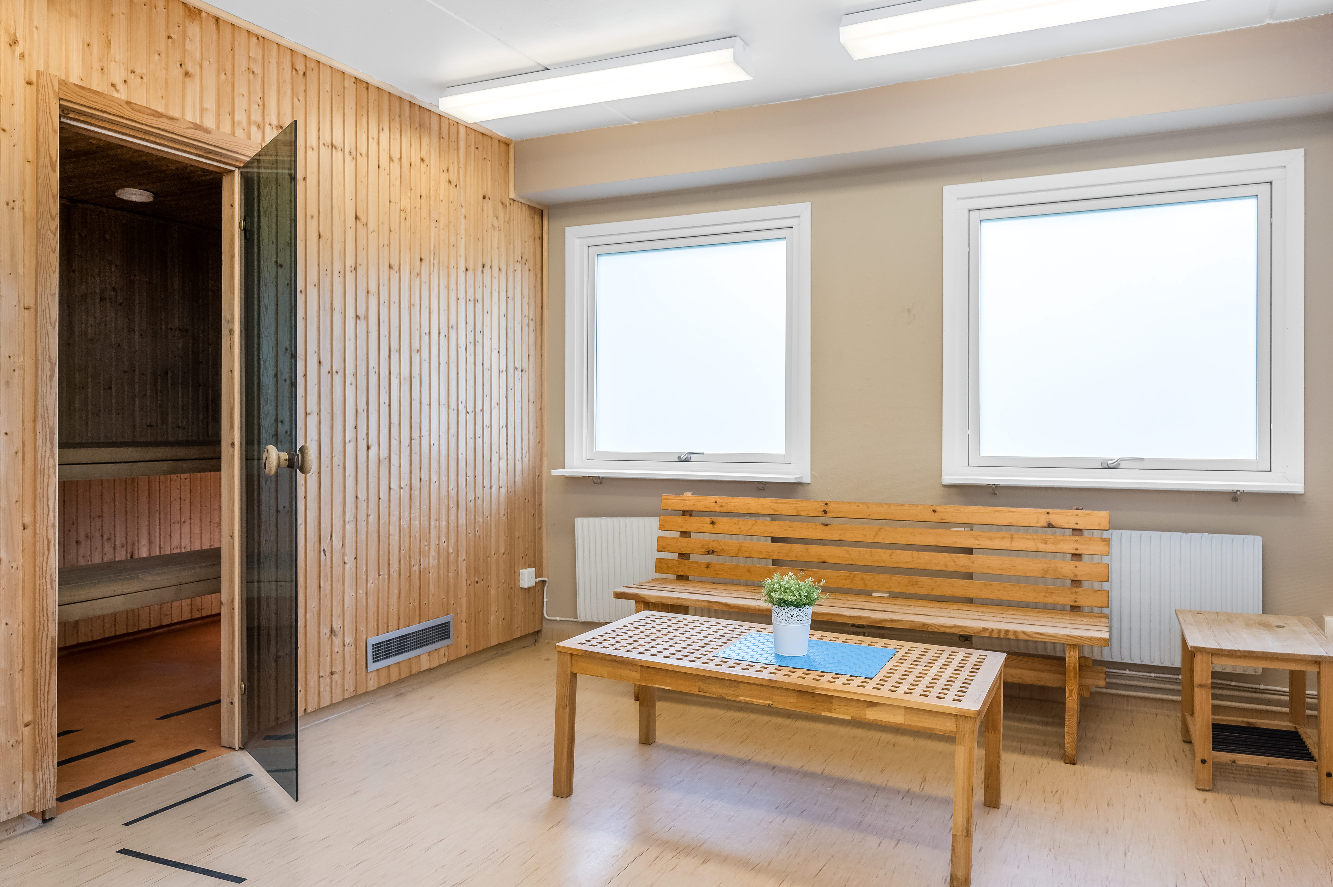A room with a wooden floor