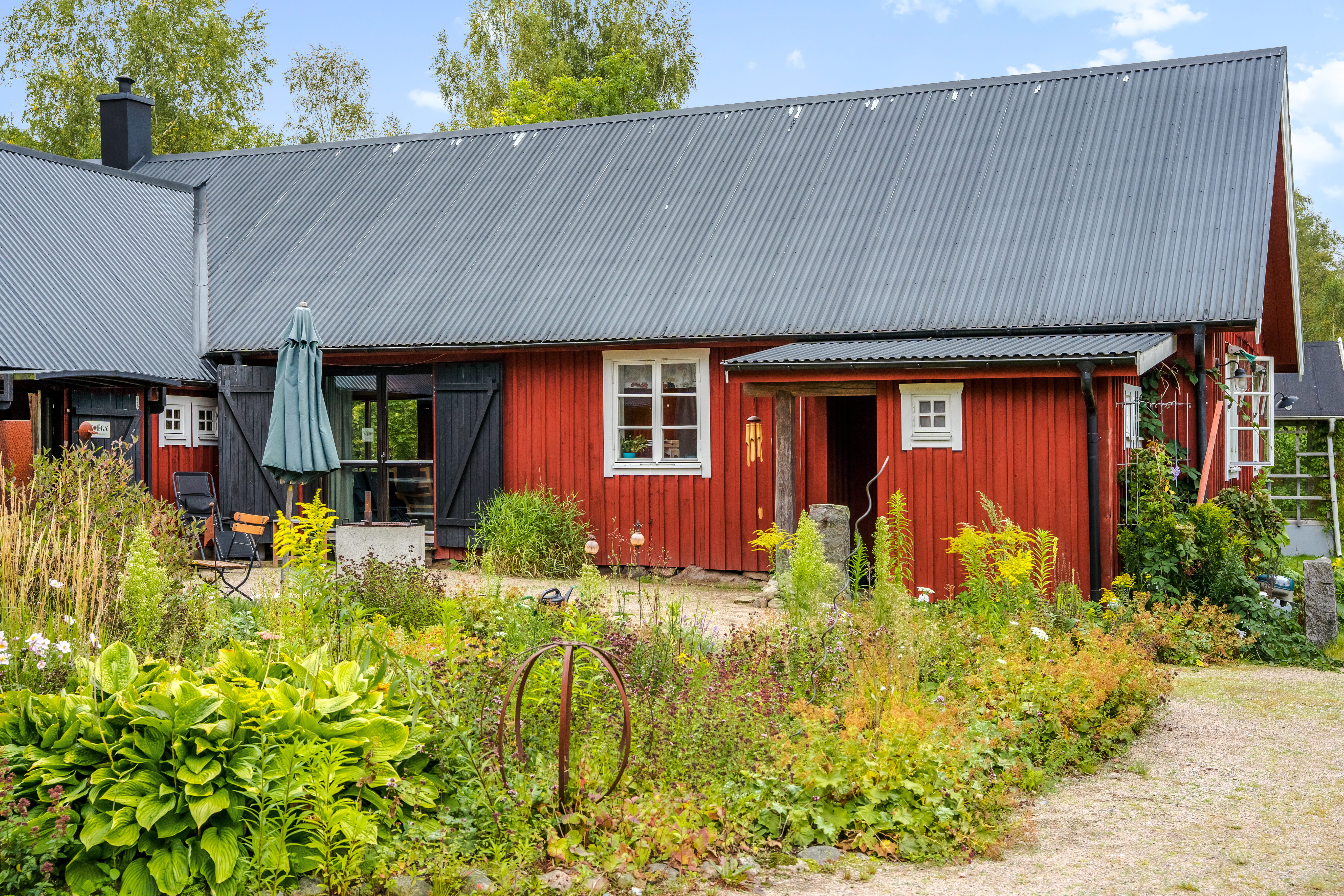 A garden in front of a house
