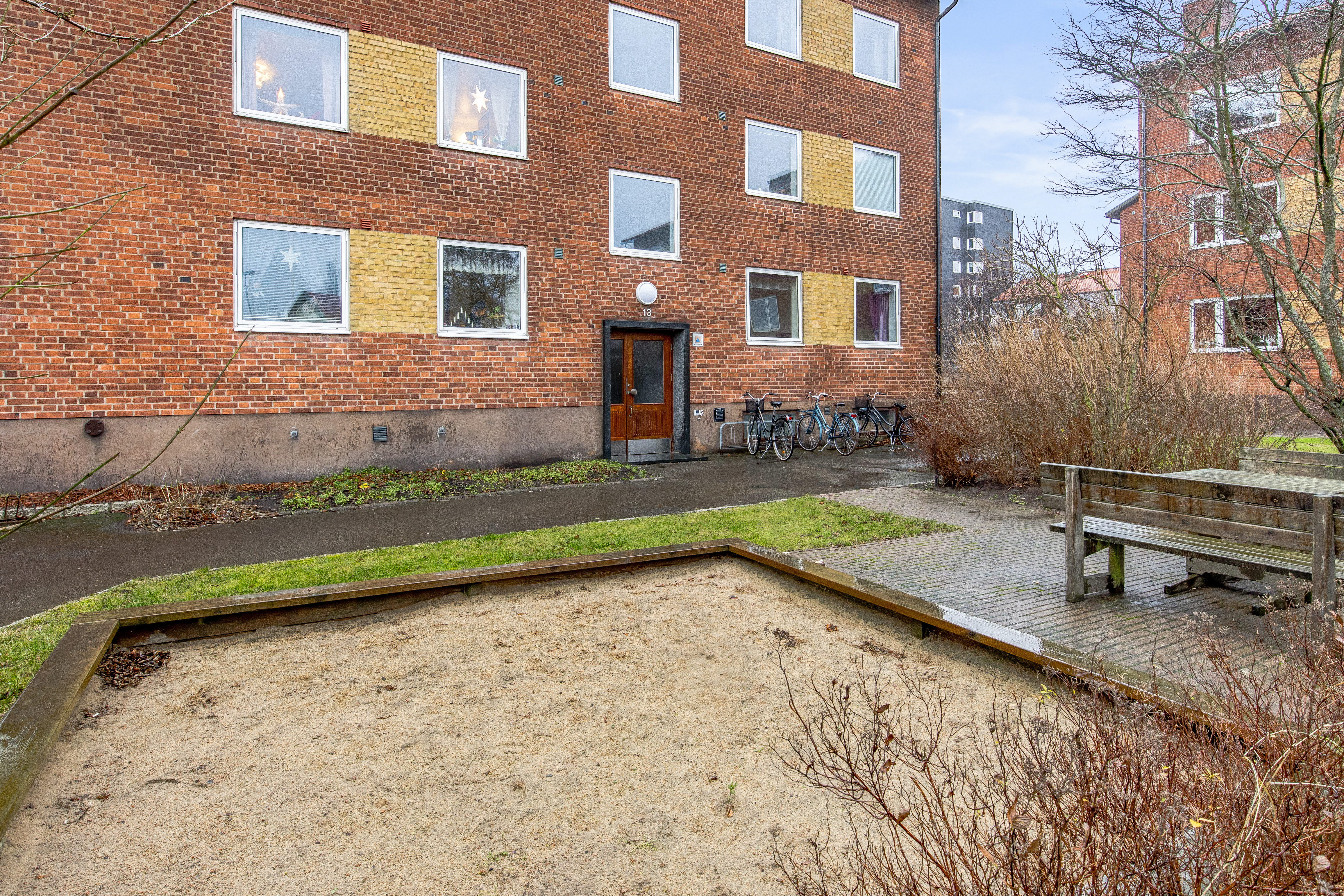 A large brick building