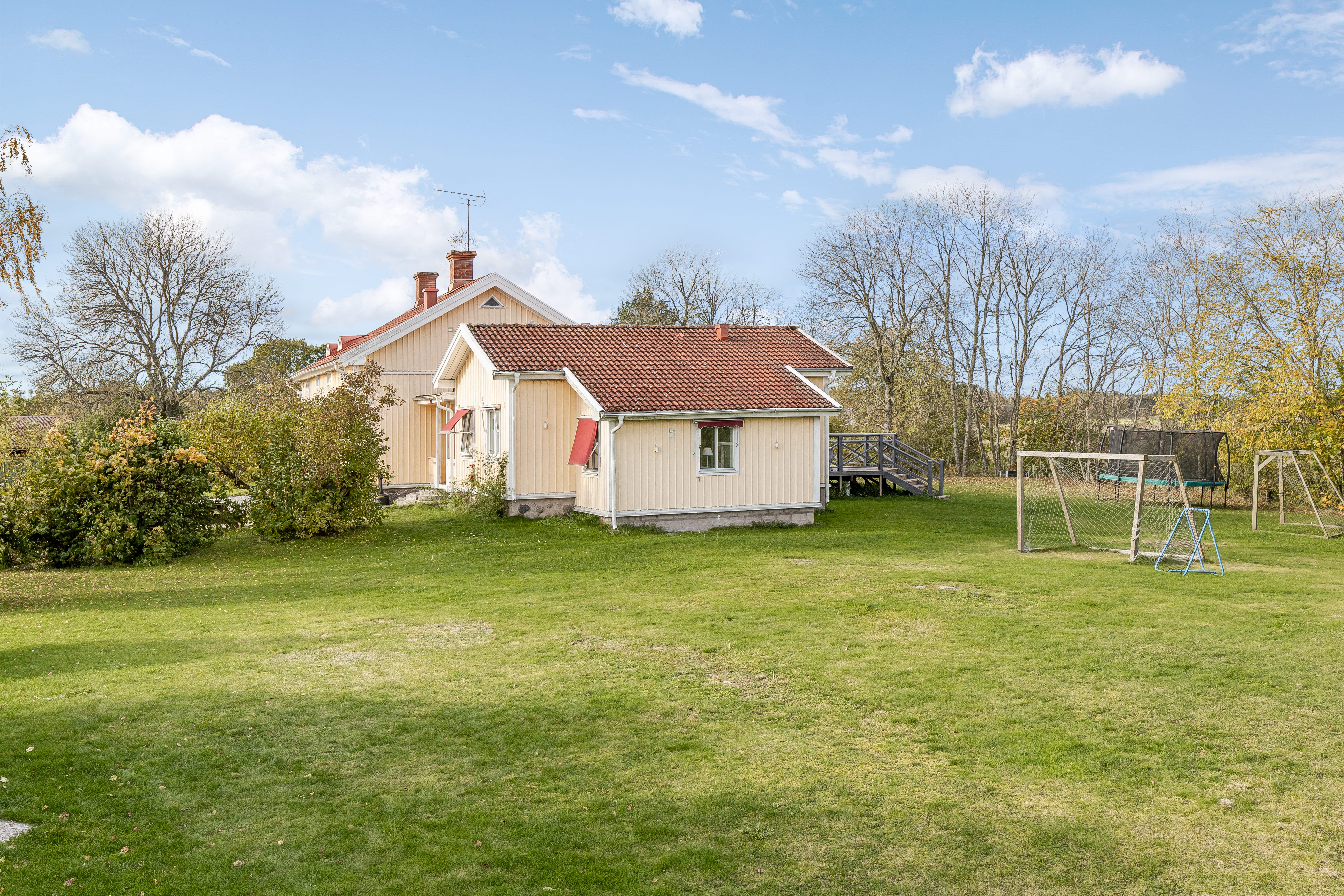 A house with a grass field