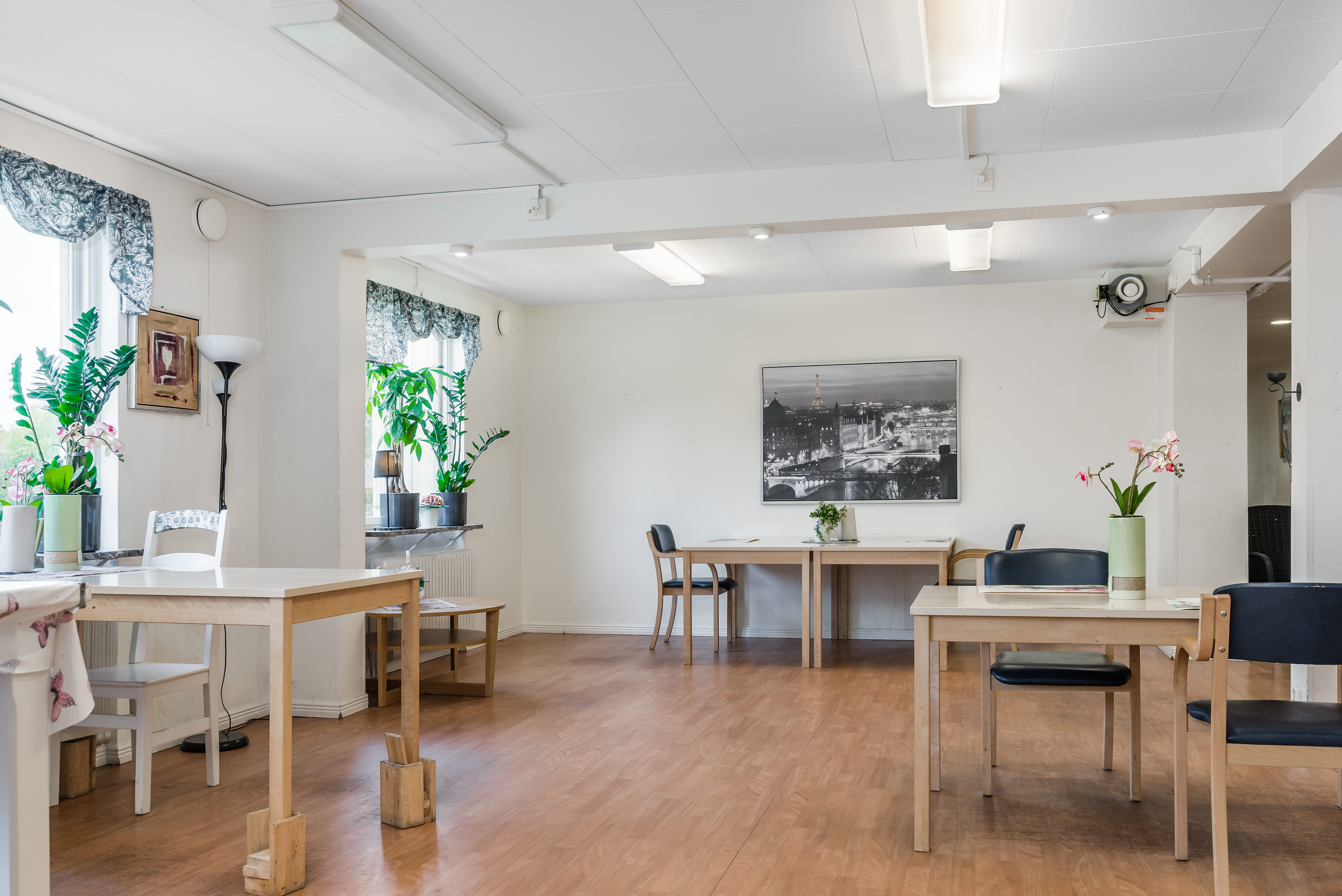 A living room filled with furniture on top of a hard wood floor