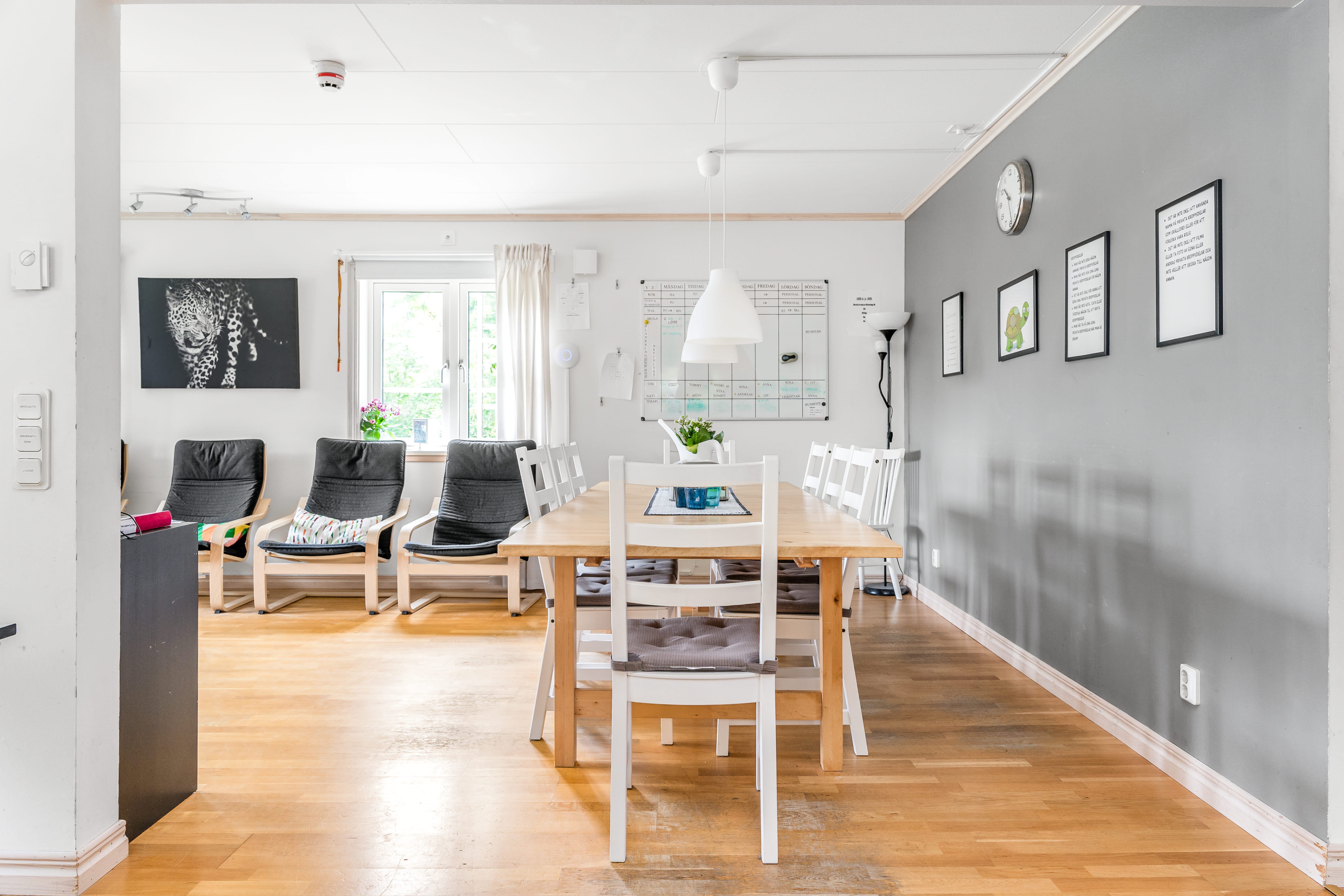 A room with a wood floor
