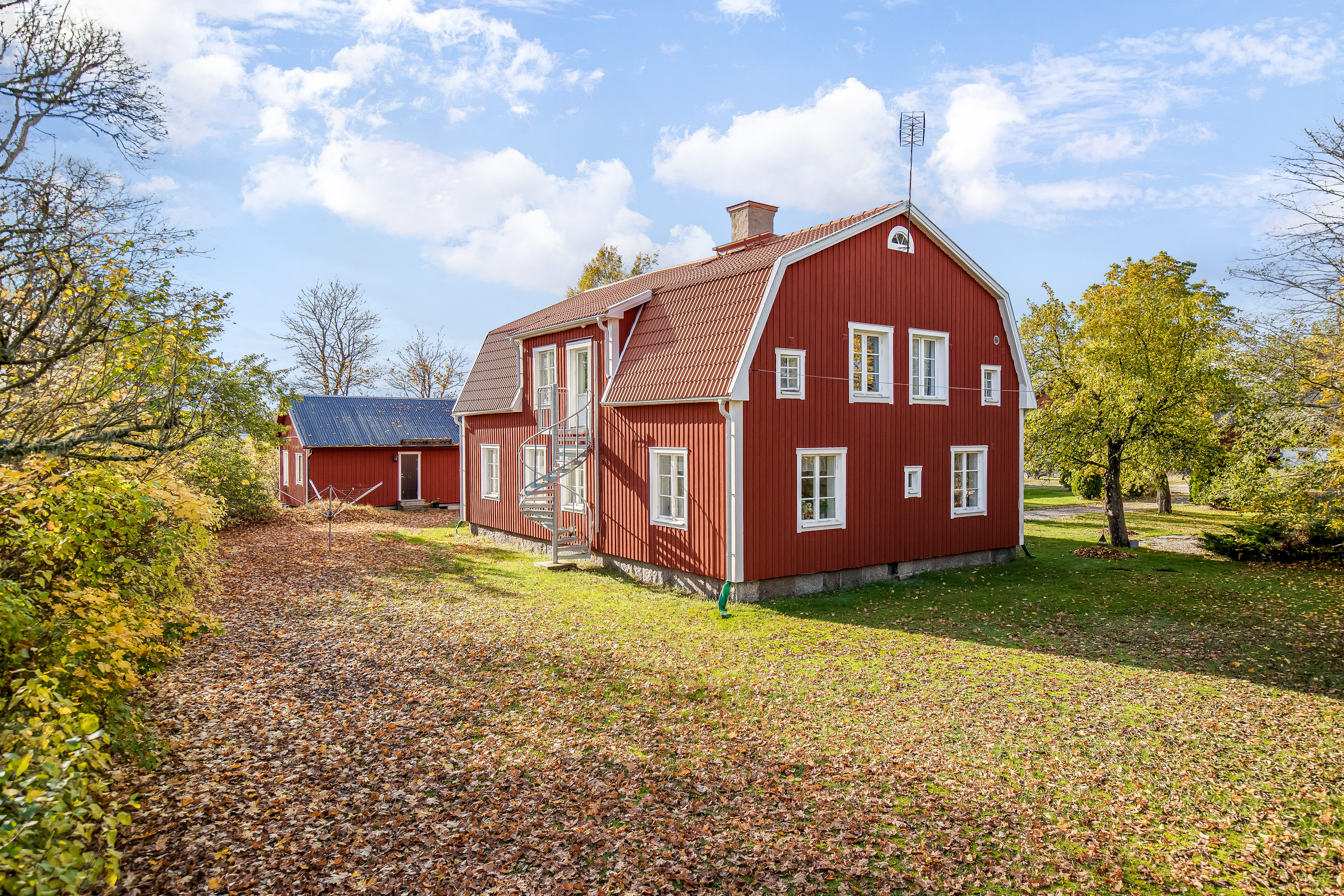 A house with a grass field