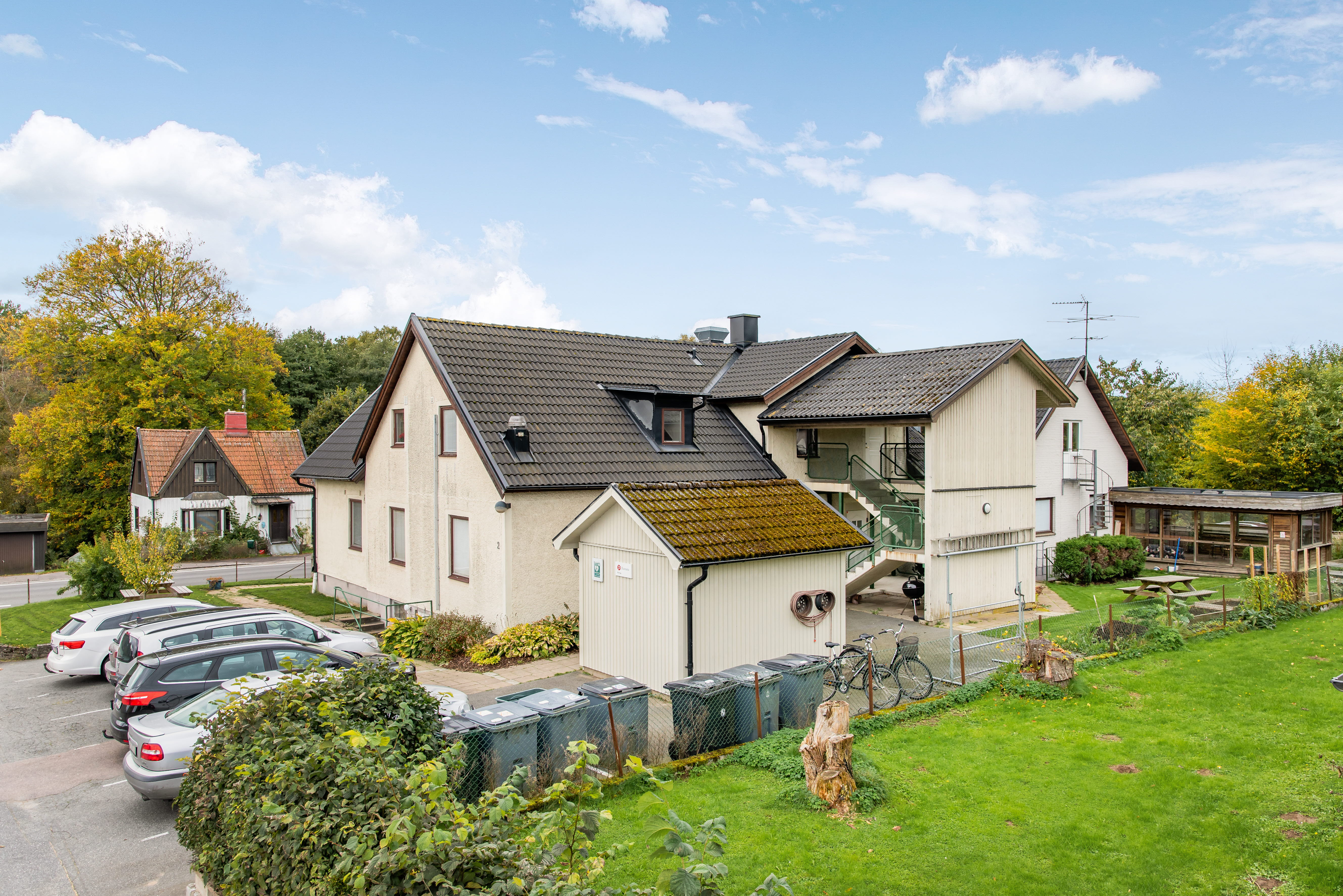 A house with a grass field