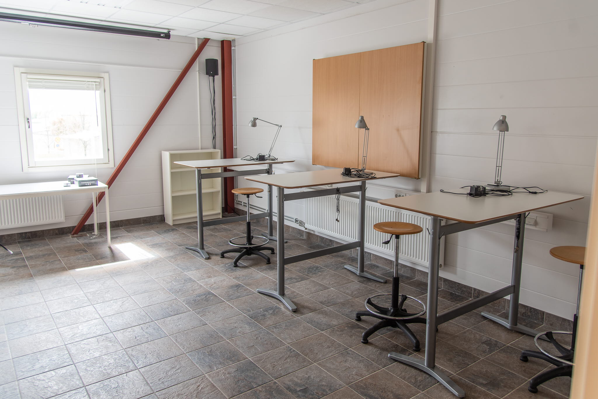 A room with a wooden floor